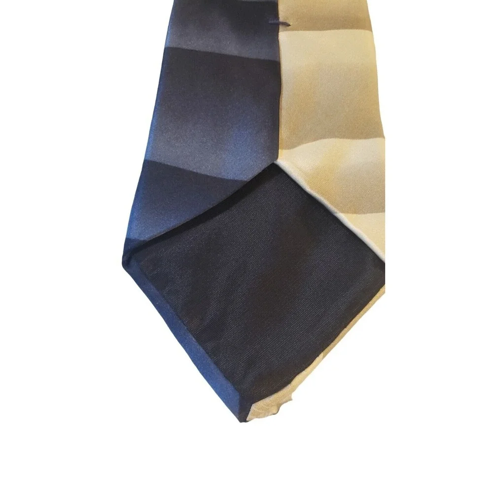 Essante 100% Silk Tie Geometric‎ Abstract Blue Yellow Necktie Made In USA